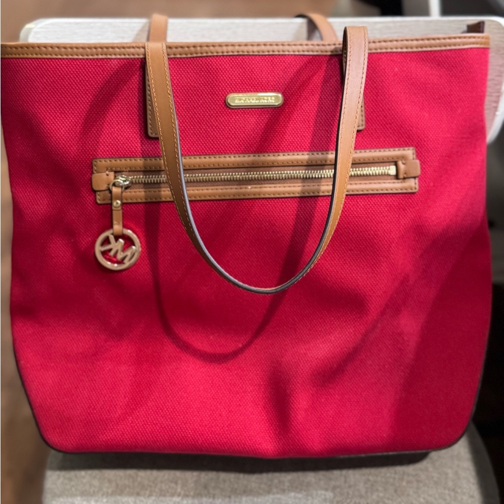Michael Kors Red Canvas Tote Bag